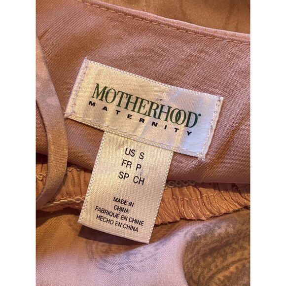 Motherhood Print pink Maternity Top | Bow Shoulder Accent | Smocked Waist Small - Picture 6 of 7